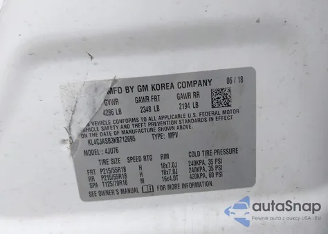 2019 Buick Encore Fwd Preferred from USA, damaged, VIN KL4CJASB3KB712695